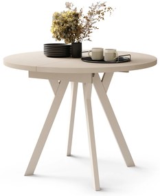 ALDO Beige/gambe beige - TAVOLO ROTONDO ALLUNGABILE CON GAMBE A Y LOFT / INDUSTRIALE PER SALONE / SALA DA PRANZO