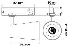 Faro LED 40W Trifase Giallo CRI92 Bianco Variabile 38° - Bridgelux LED Colore Bianco Variabile CCT