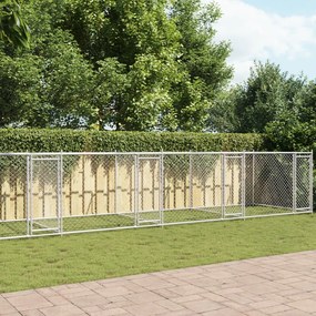 Gabbia Per Cani Con Porte Grigia 10x2x1,5 M İn Acciaio Zincato /