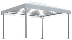 Gazebo con Stringa di Luci LED 400x300 cm Crema in Alluminio