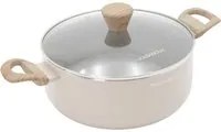 Casseruola 24 cm taupe scritta Cooking Therapy con coperchio