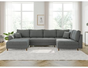 Divano angolare grigio in tessuto bouclé (angolo sinistro/"U") Ariella - Ropez