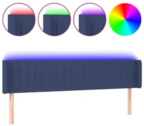 Testiera a led blu 183x16x78/88 cm in tessuto