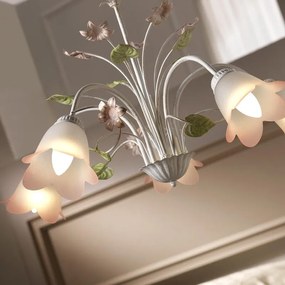 Lampadario Country charm Lampadario BOTTON D'ORO 5 - E14 bianco paralume bianco 5x E14 Ø65cm