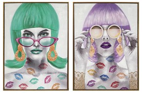 Quadro DKD Home Decor Fashion Girls (60 x 3,5 x 80 cm) (2 Unità)