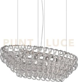 Giogali sospensione ov1 cristallo argento e cromo lucido 4 luci att...