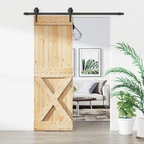 Porta Scorrevole Con Set Hardware 70x210 Cm Legno Massello Pino /