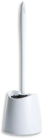 Porta scopino moderno bianco in plastica per wc con scopino ergonomico