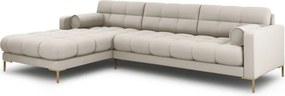 Divano angolare Bali a 5 posti in tessuto strutturato con gambe oro - L293cm