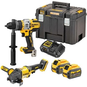Dewalt - Set di utensili a batteria DCK2016T2T, 54 volt: DCD999 + DCG418, 2x 108 Wh e caricabatterie in tstak