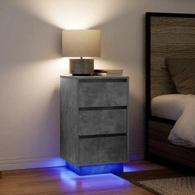 Comodino Con Luci Led Grigio Cemento 38x34x65 Cm /