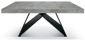 Tavolo VULCANO in legno, finitura grigio cemento con base in legno mdf antracite, allungabile 180×90 cm – 260×90 cm