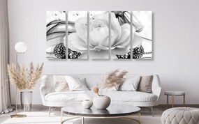 Quadri 5 pezzi – Rose lussuose in bianco e nero