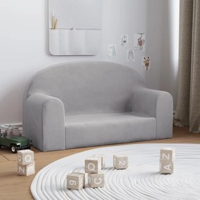 Divano Per Bambini A 2 Posti Grigio Chiaro İn Morbido Peluche /