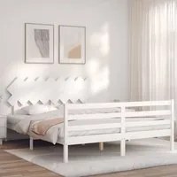 Giroletto con Testiera Bianco 160x200 cm Legno Massellocod mxl 101005