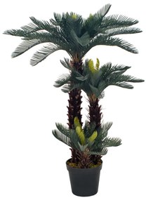 Palma di Cycas Artificiale con Vaso Verde 125 cm