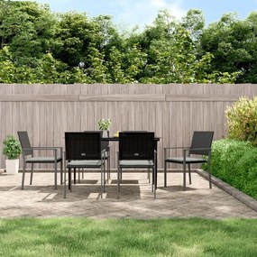 Sedie da giardino con cuscini 6pz nere 54x62,5x89 cm polyrattan