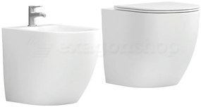 Giada Coppia Sanitari a pavimento Bidet E Vaso Rimless Senza Brida in ceramica Con Sedile Rallentato Bianco Lucido