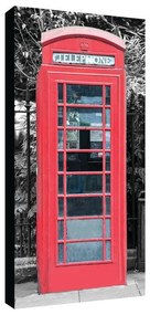 Stampa su tela Red telephone box frontal, bianco e nero 190 x 90 cm