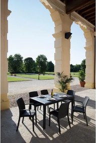 Sedia poltrona indiana in simil rattan per esterno e interno set 2 pezzi ANTRACITE