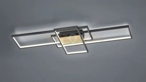Tucson plafoniera led 3 rettangoli nera con inserto effetto legno c...