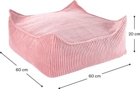 Pouf a sacco per bambini rosa con rivestimento in velluto a coste Square – Wigiwama