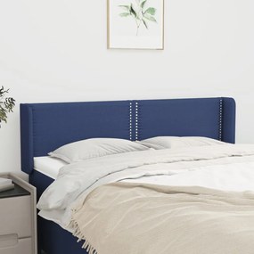Testiera Ad Orecchio Blu 147x16x78/88cm İn Tessuto /