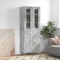 Credenza Grigio Cemento 69,5x34x180 cm in Legno Multistratocod mxl 102019