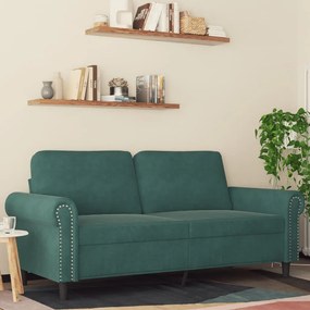 Divano A 2 Posti Verde Scuro 140 Cm İn Velluto /