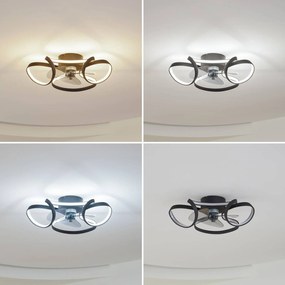 Lindby Ventilatore da soffitto a LED Lomata, nero, silenzioso, Ø 23 cm