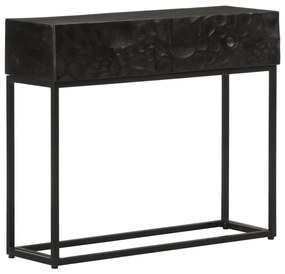 Tavolo consolle nero 90x30x76cm legno massello di mango e ferro