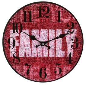 Orologio da parete 30 cm bordeaux scritta Family