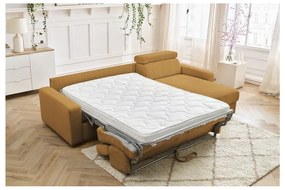 Divano angolare color senape allungabile (con composizione variabile) con rivestimento in velluto a coste Monaco – Bobochic Paris