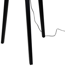 Lampada da Terra Nera con Paralume in Velluto Taupe 50cm - Puros