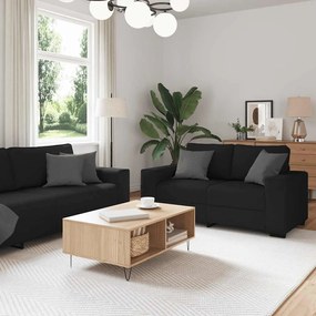 Set Di Divani 3 Pz Con Cuscini Nero İn Tessuto /