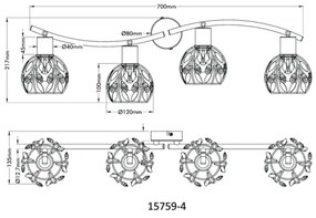 Globo 15759-4 - Faretto MIKA 4xE14/25W/230V