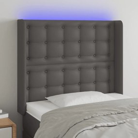 Testiera A Led Grigio 93x16x118/128 Cm İn Similpelle /