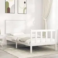 Giroletto con Testiera Bianco 100x200 cm in Legno Massello 3193392