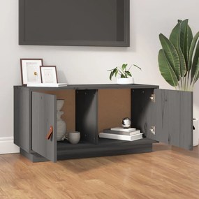 Mobile porta tv grigio 80x34x40 cm in legno massello di pino
