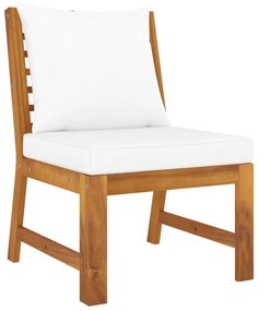 Set Divani da Giardino 3 pz con Cuscini Crema in Legno Acacia