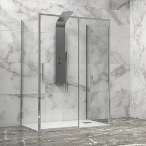 Kamalu - Cabina doccia 3 lati 90x150x90 scorrevole telaio cromato minimale | KLA-4000C