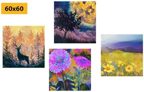 Set di quadri – Imitazione di pittura a olio di cervo in natura