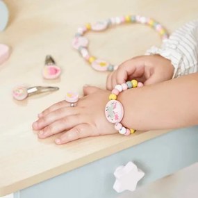 Tavolino da toeletta in legno con unicorno e sgabello