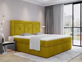 Letto matrimoniale boxspring Galizia - 160 x 200 cm , Tessuto giallo