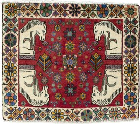 Shiraz Tappeto 60x70 Rosso (Iran) Annodato A Mano