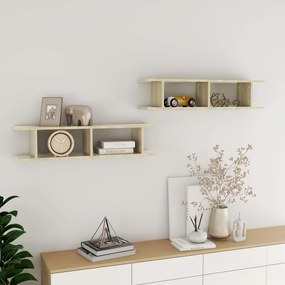 Mensole A Parete 2pz Rovere Sonoma 90x18x20cm Legno Multistrato /