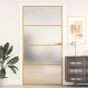 Porta Interni Sottile Oro 102,5x201,5 Vetro Temperato Alluminio /