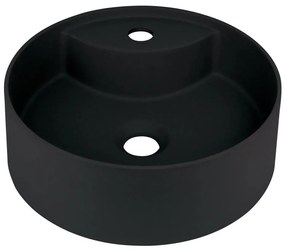 Deante CQS_NU4B - Lavabo da appoggio SILIA con foro preforato per rubinetteria, Ø 36 cm, granito/nero