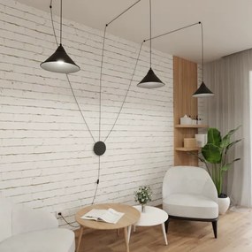 Lampadario a sospensione con filo ABRAMO 3xE27/15W/230V nero