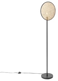 Lampada da terra rustica nera con rattan 35 cm - Kata